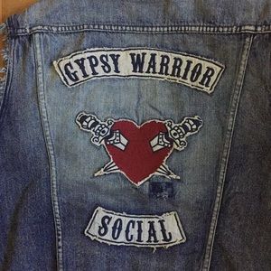 Tattoo embroidered Gipsy Warrior denim vests